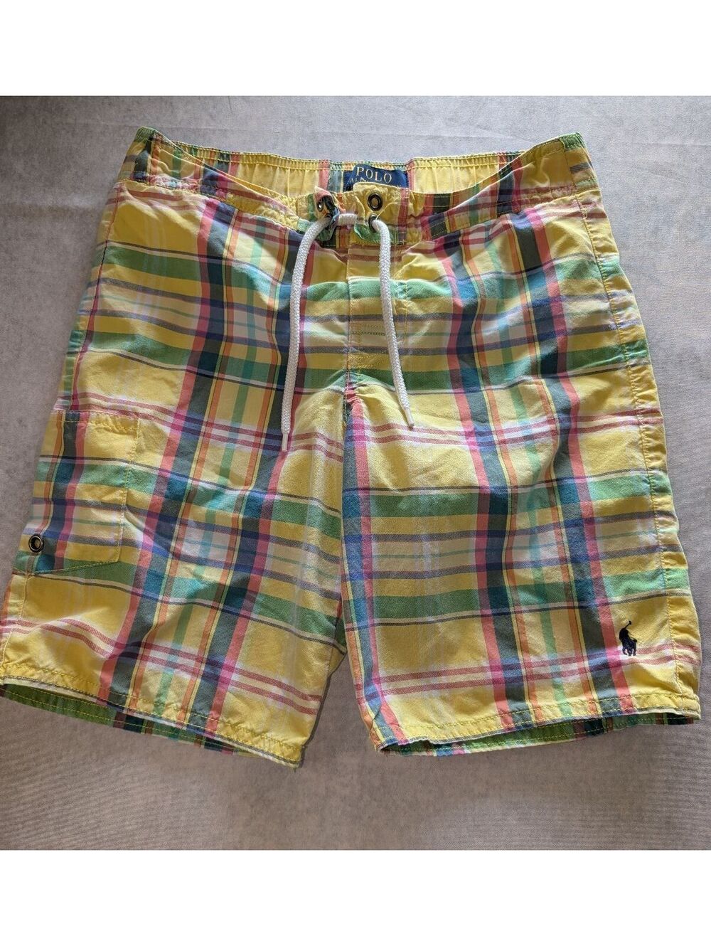 Vintage 90s/Y2K Polo Ralph Lauren Rainbow Madras Swim Trunks
